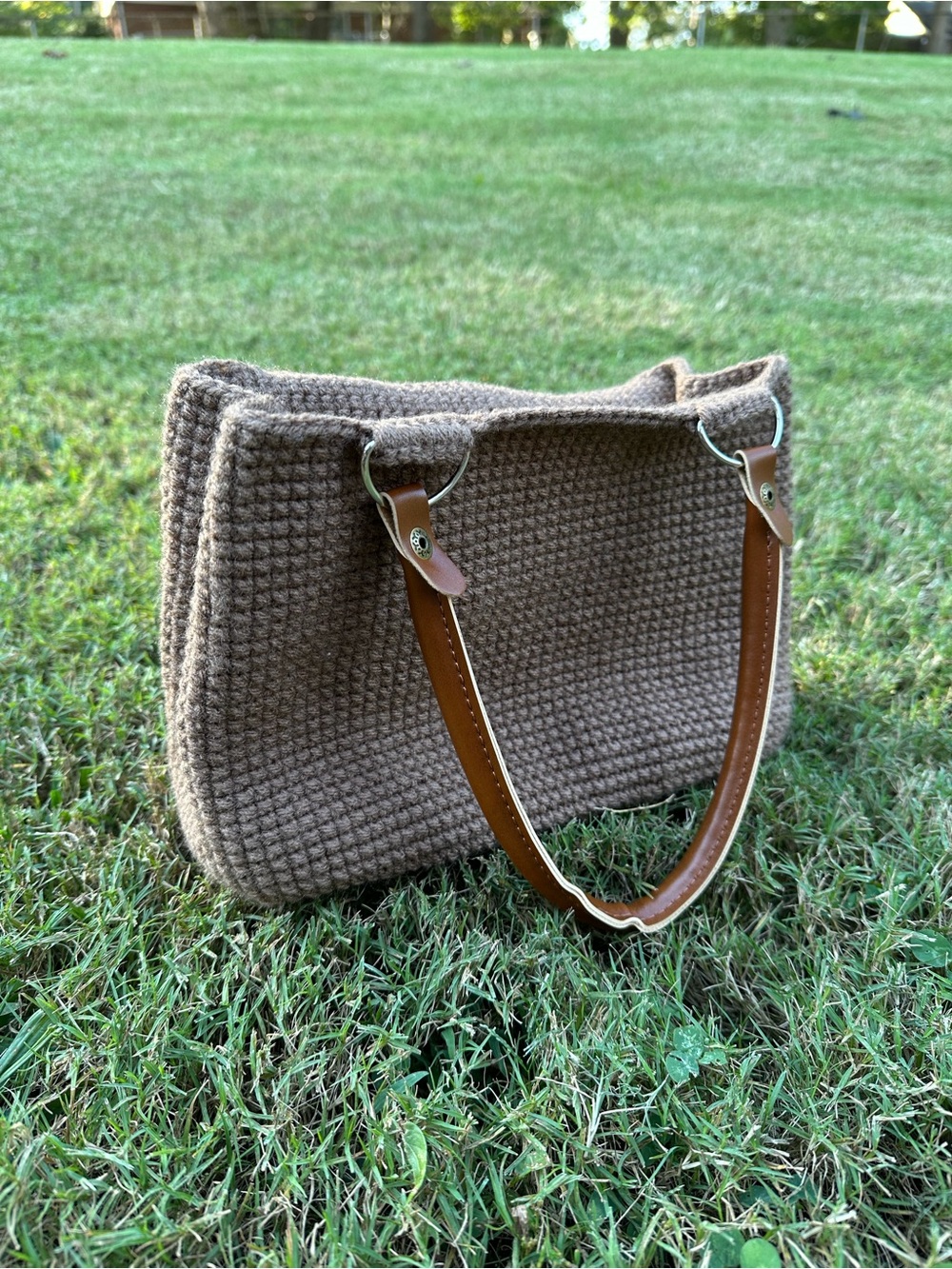 Crochet Handbag in Brown - Picture 2 of 3